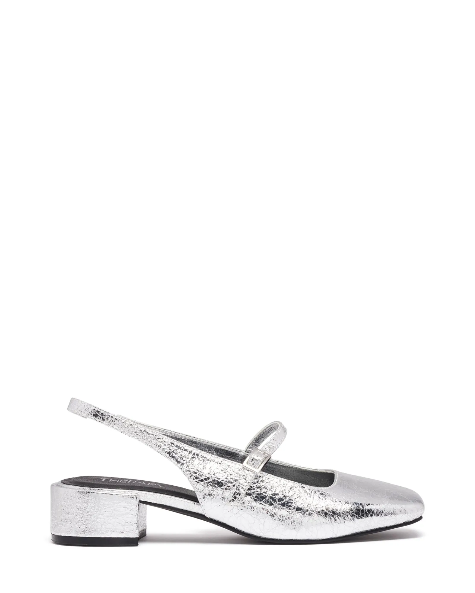 Therapy Shoes Low Heels-Becker Slingback Heel Cracked Metallic