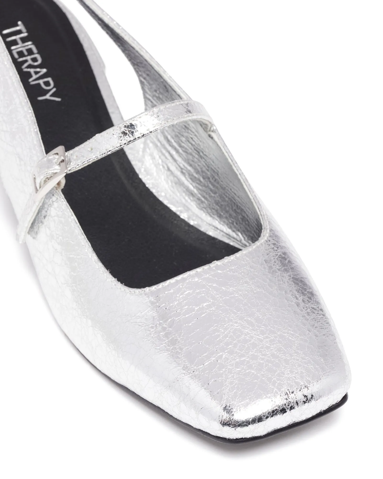 Therapy Shoes Low Heels-Becker Slingback Heel Cracked Metallic