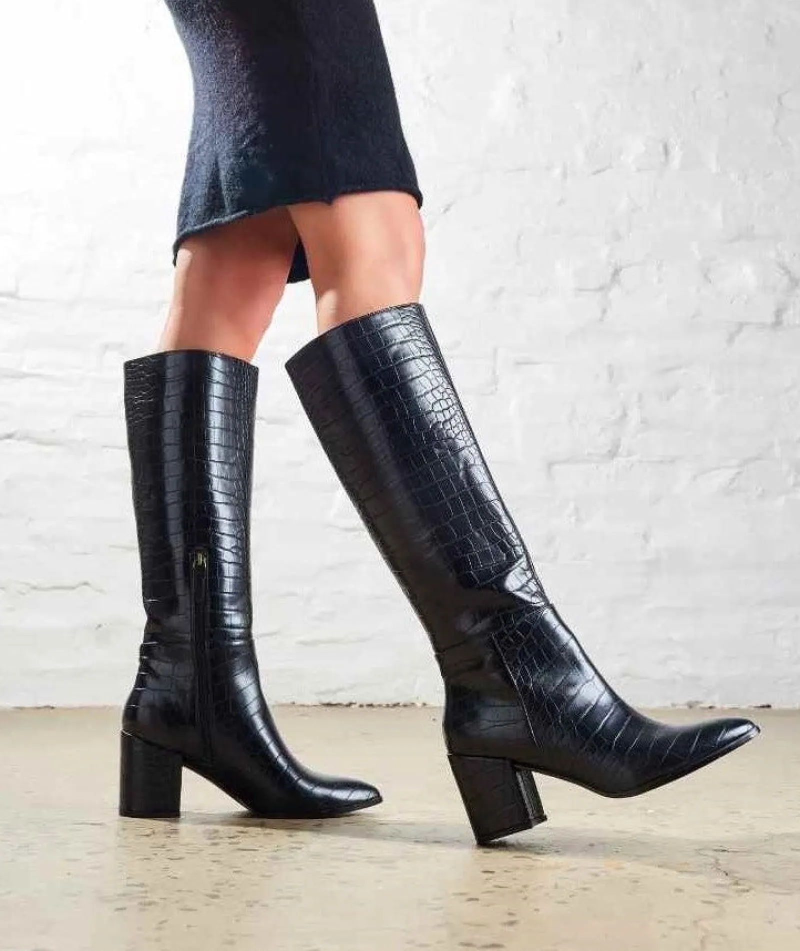 Therapy Shoes Tall Boots-Julia Tall Boot Black Croc