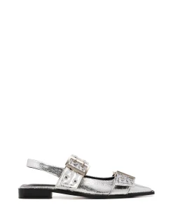 Therapy Shoes Ballet Flats-Matilda Pointed Flat Cracked Metallic