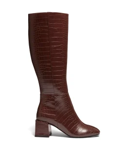 Therapy Shoes Heeled Boots|Tall Boots-Wolf Chocolate Croc *FINAL SALE*